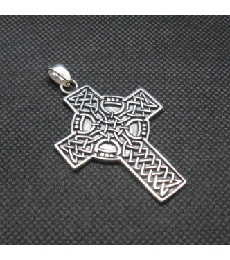 PE001411 Handmade Sterling Silver Pendant Big Celtic Cross Solid Hallmarked Genuine 925 